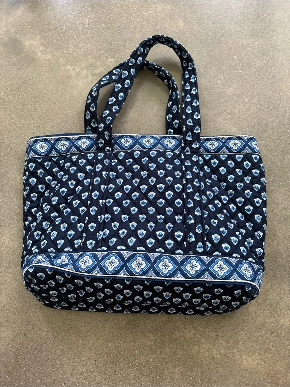 Vera Bradley Quilted Navy Blue Patterned Tote Bag